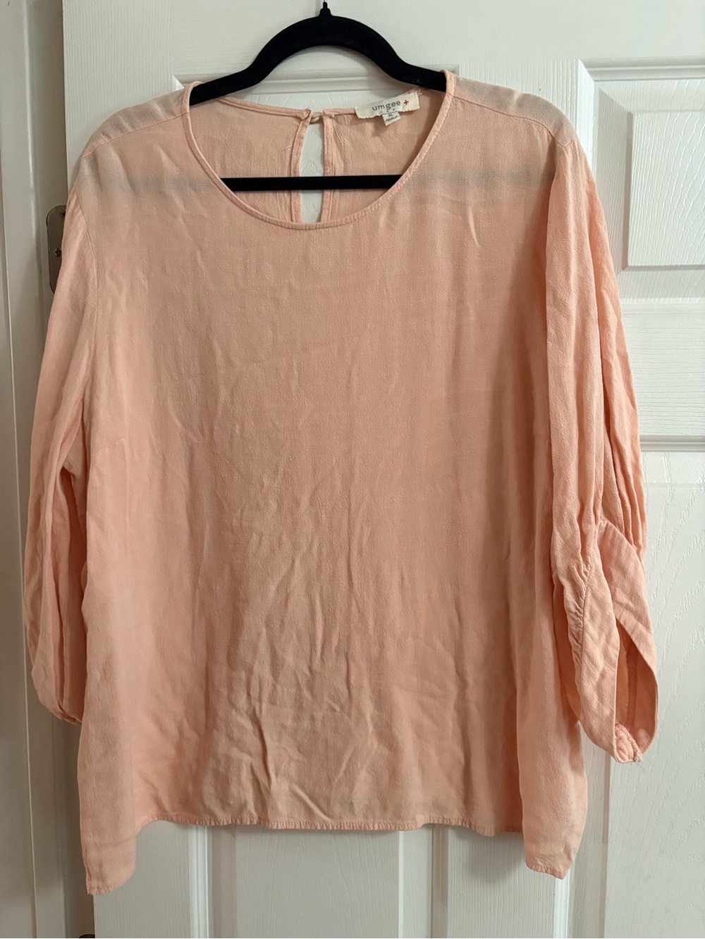 55% Linen blouse top 3/4 sleeves lagenlook pink beach resort cruise vacation XL